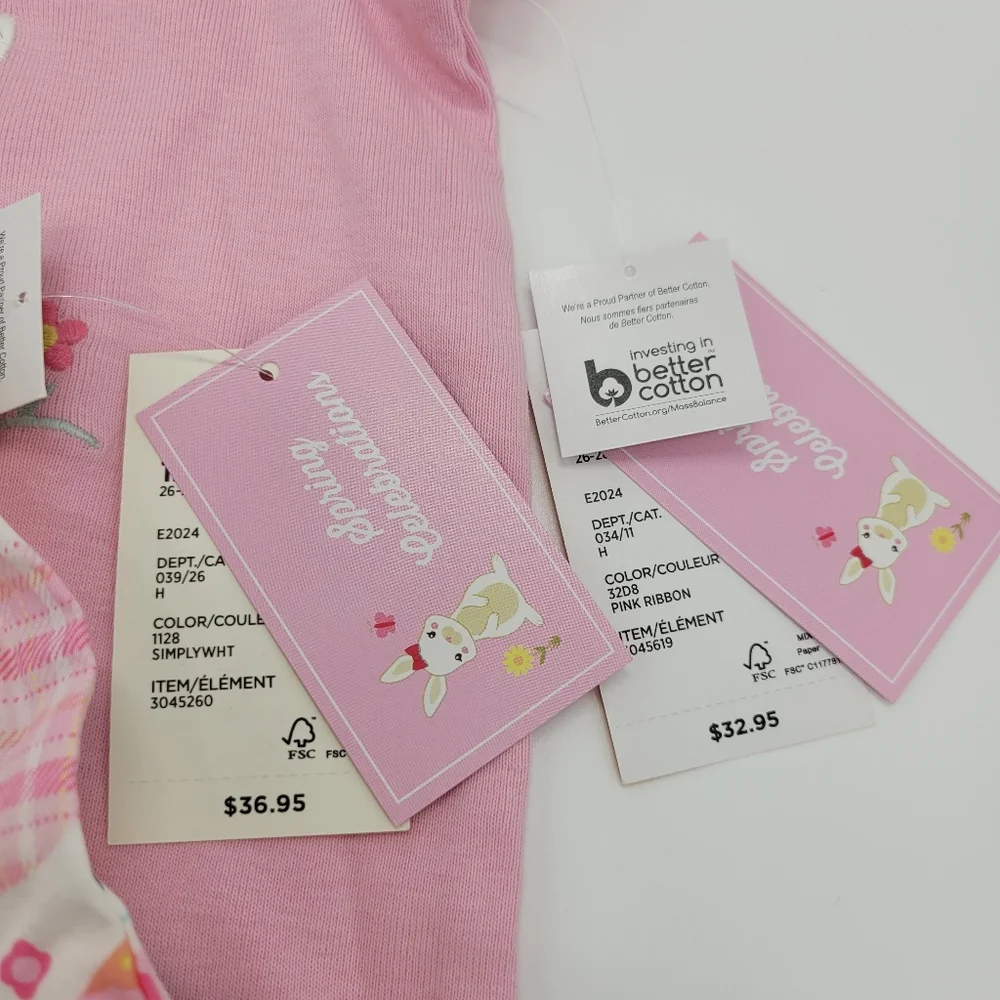 Gymboree Outfit Pink Bunny Tee Colorful Egg Skirt Embroidered Size 12-18mo NEW